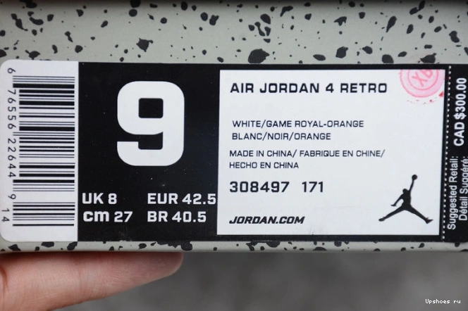 Jordan Retro OG 4 White Orange Blue Air 308497-171 0328